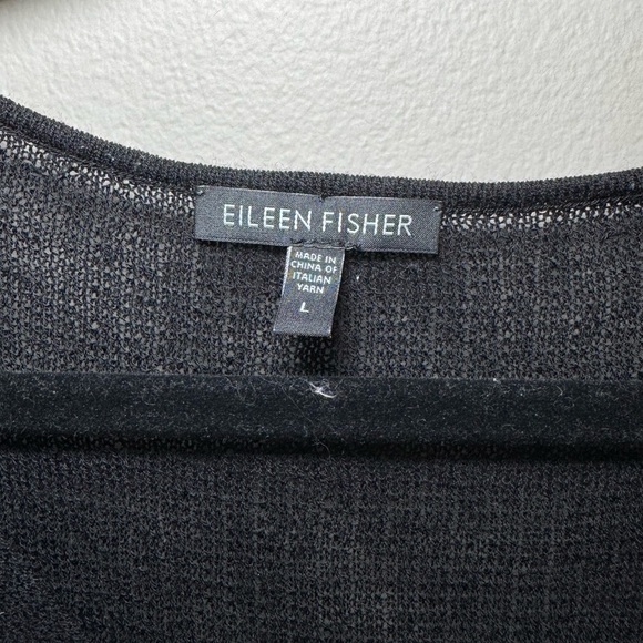 Eileen Fisher Knit Sheer Black Top Green size Large - Picture 2 of 4